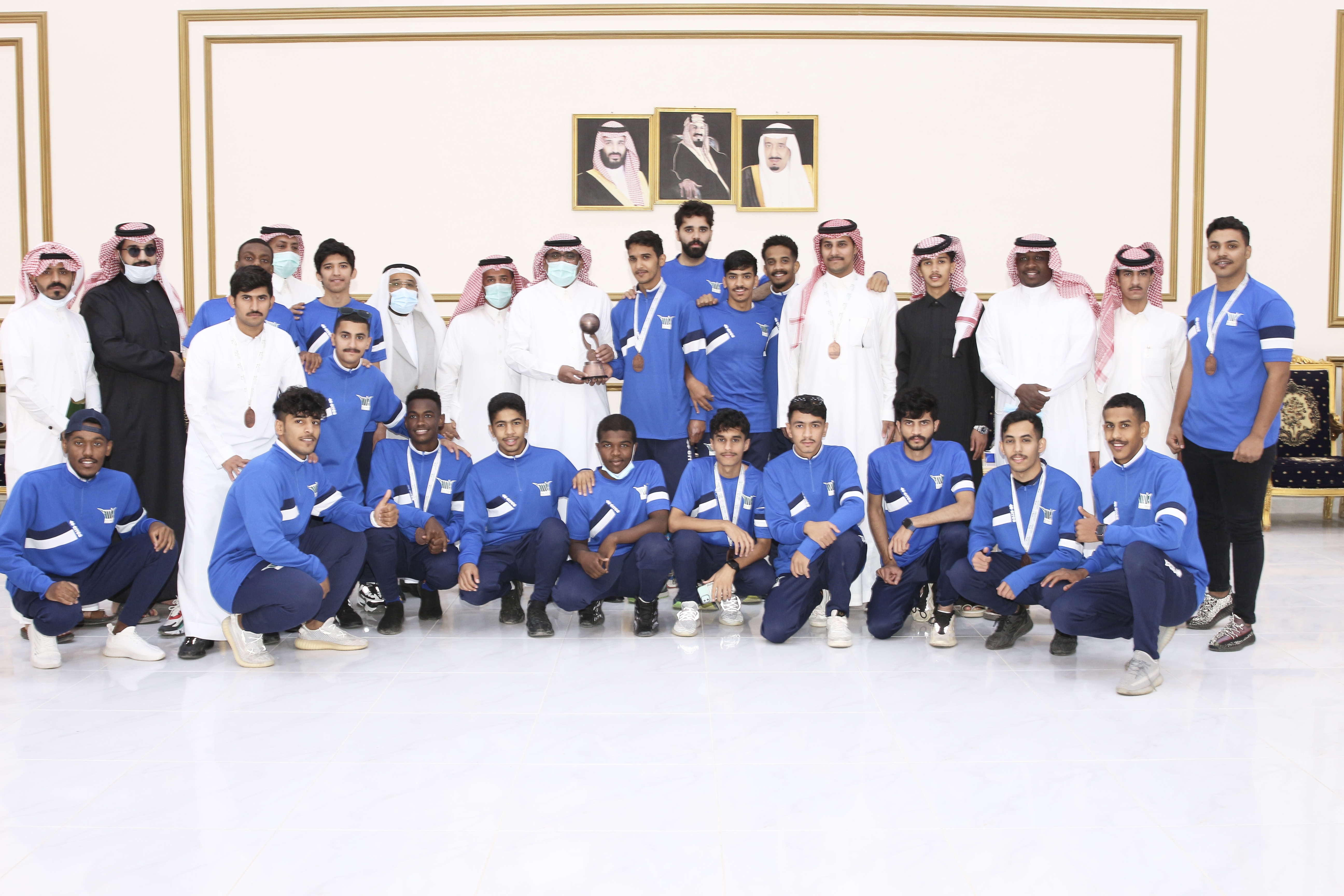  The President of Bisha University welcomes the football team on the occasion of winning the third rank in the Universities Championship